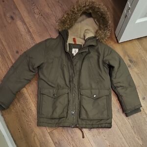 🌸B2G1 Free🌸Lands' End Kids' Dark Green Puffer Jacket with Fur Hood